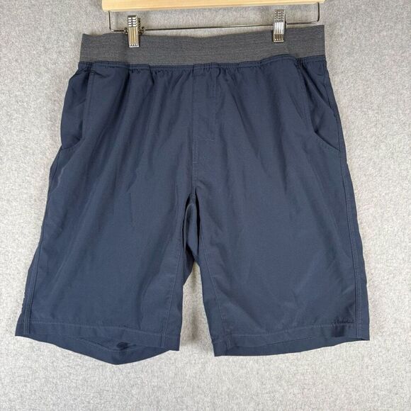 Prana Mens Size Medium Pull On Shorts Navy Blue Elastic Waistband Back Pocket - Picture 1 of 10